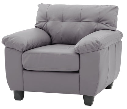 Accent chair with removable back and pocketed coil cushion, gray faux leather by HouseOfZazla on Tampa Home & Garden Store