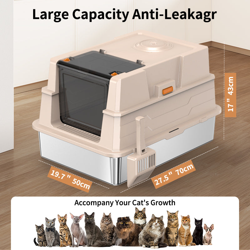 Stainless steel cat litter box big size with anti leakage and large capacity HouseOfZazla on Tampa Home & Garden Store