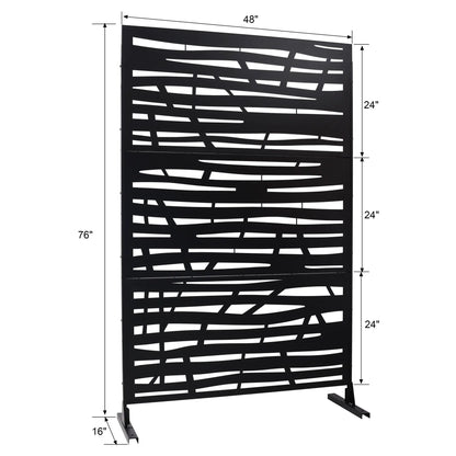 Outdoor Indoor Privacy Screen black metal divider abstract cutouts Unique Piece Furniture on Tampa Home & Garden Store