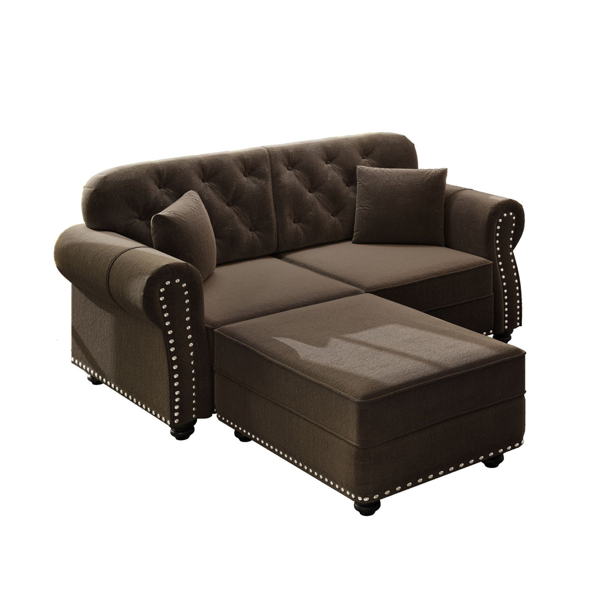 Upholstered Sofa Set with Nailhead and Pillows