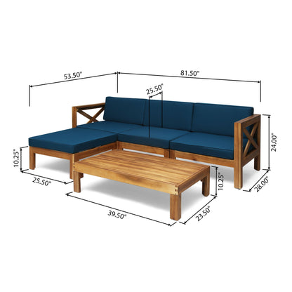 Radiat L Shaped Sofa Set with Teak and Cushions