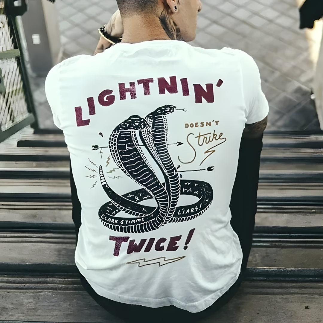 Style and Fashion Graphic Cotton T-shirt for biker with cobra artwork on white on Tampa Home & Garden Store