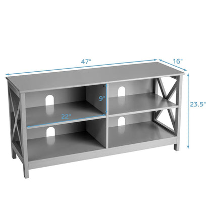 Wooden TV Stand for 55 TV with X Shaped Frame