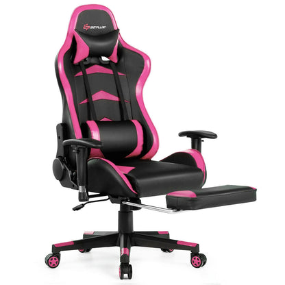Sillón de masaje para videojuegos con reposapiés - rosa