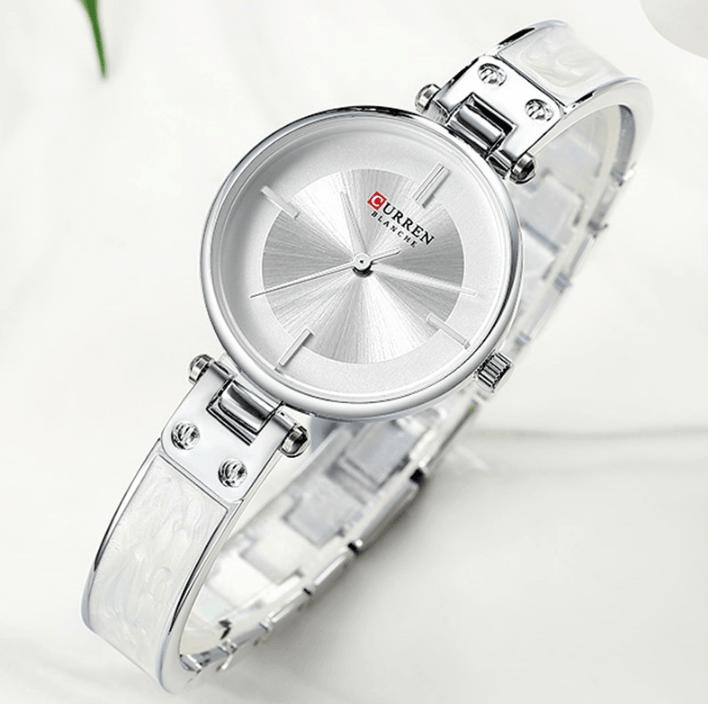 Womens elegant stainless steel watch with ceramic marble bracelet, silver-toned dial Stevvex on Tampa Home & Garden Store