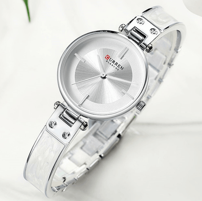 Womens elegant stainless steel watch with ceramic marble bracelet, silver-toned dial Stevvex on Tampa Home & Garden Store