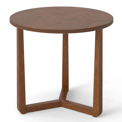 Round Farmhouse Side Table with Rubber Wood Legs