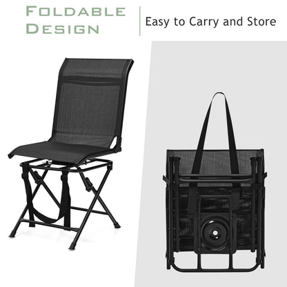All-weather outdoor foldable 360° swivel chair by GemGear; iron frame with black mesh seat on Tampa Home & Garden Store
