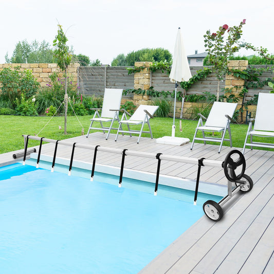 22 Ft Pool Cover Reel Set Aluminum In-ground Swimming Solar Cover Reel - Tampa Home & Garden Store