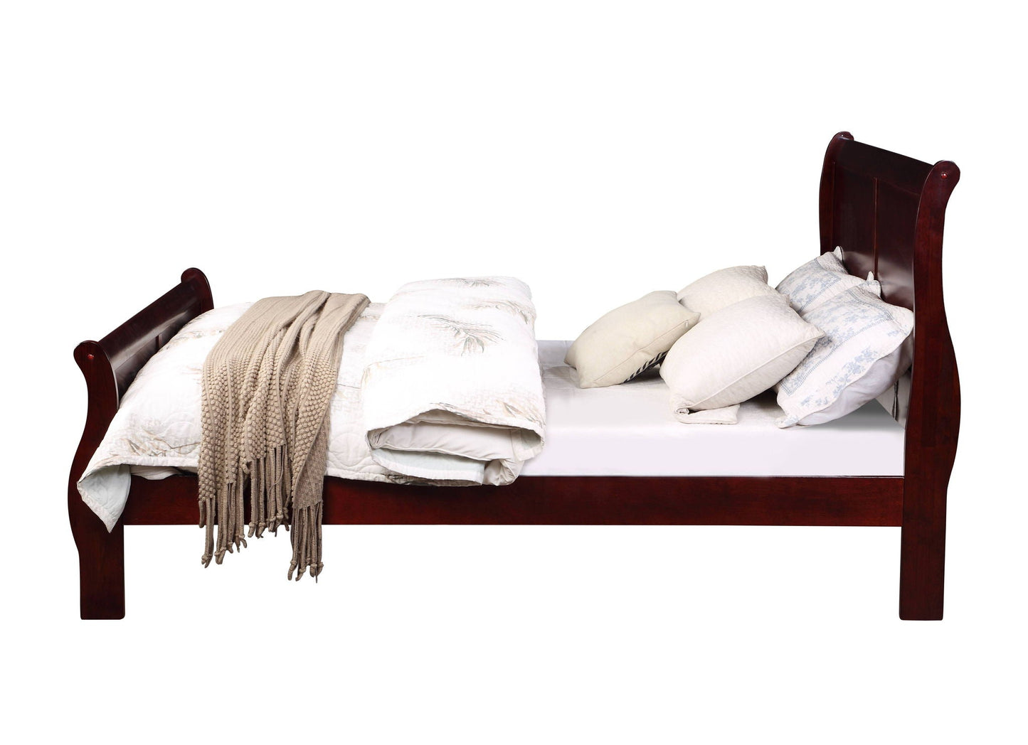 Louis Philippe Sleigh Style Bed dark cherry wood by HouseOfZazla Sleigh Beds on Tampa Home & Garden Store