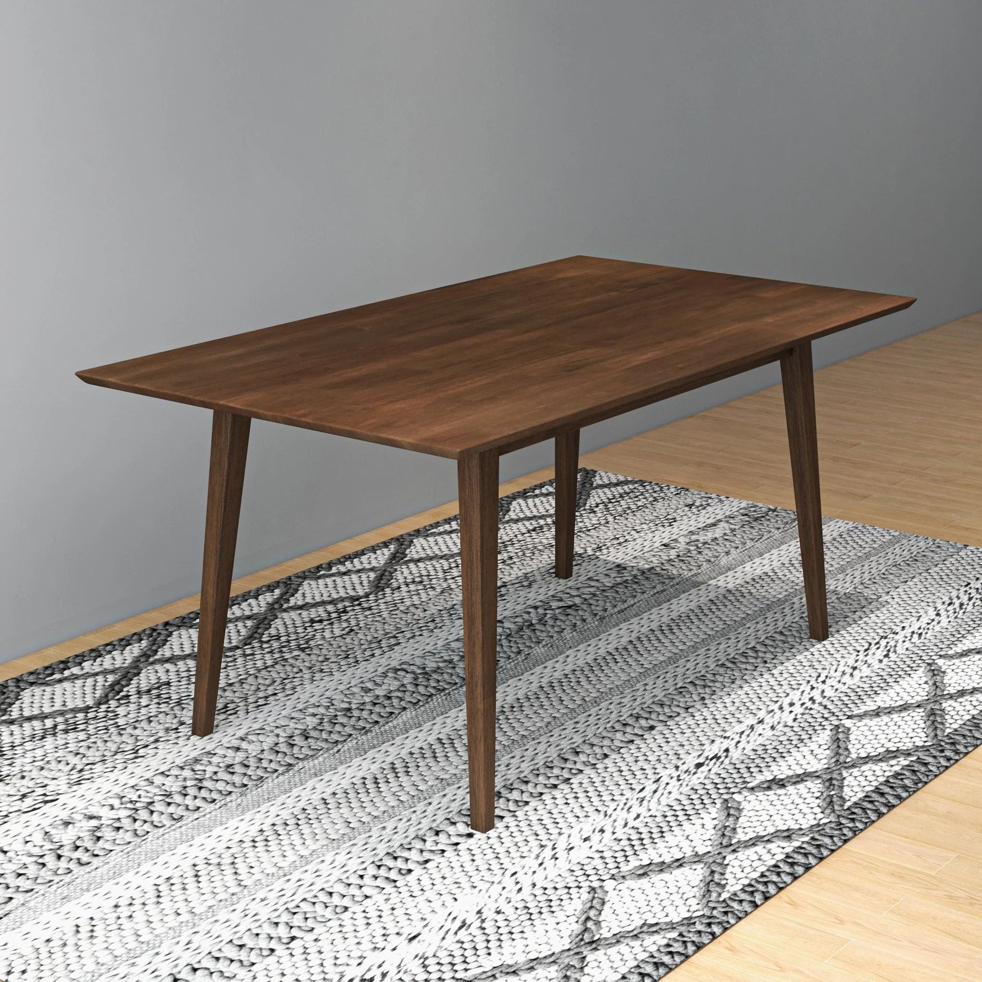 Mary modern style rectangular dining table in walnut brown wood with tapered legs on Tampa Home & Garden Store