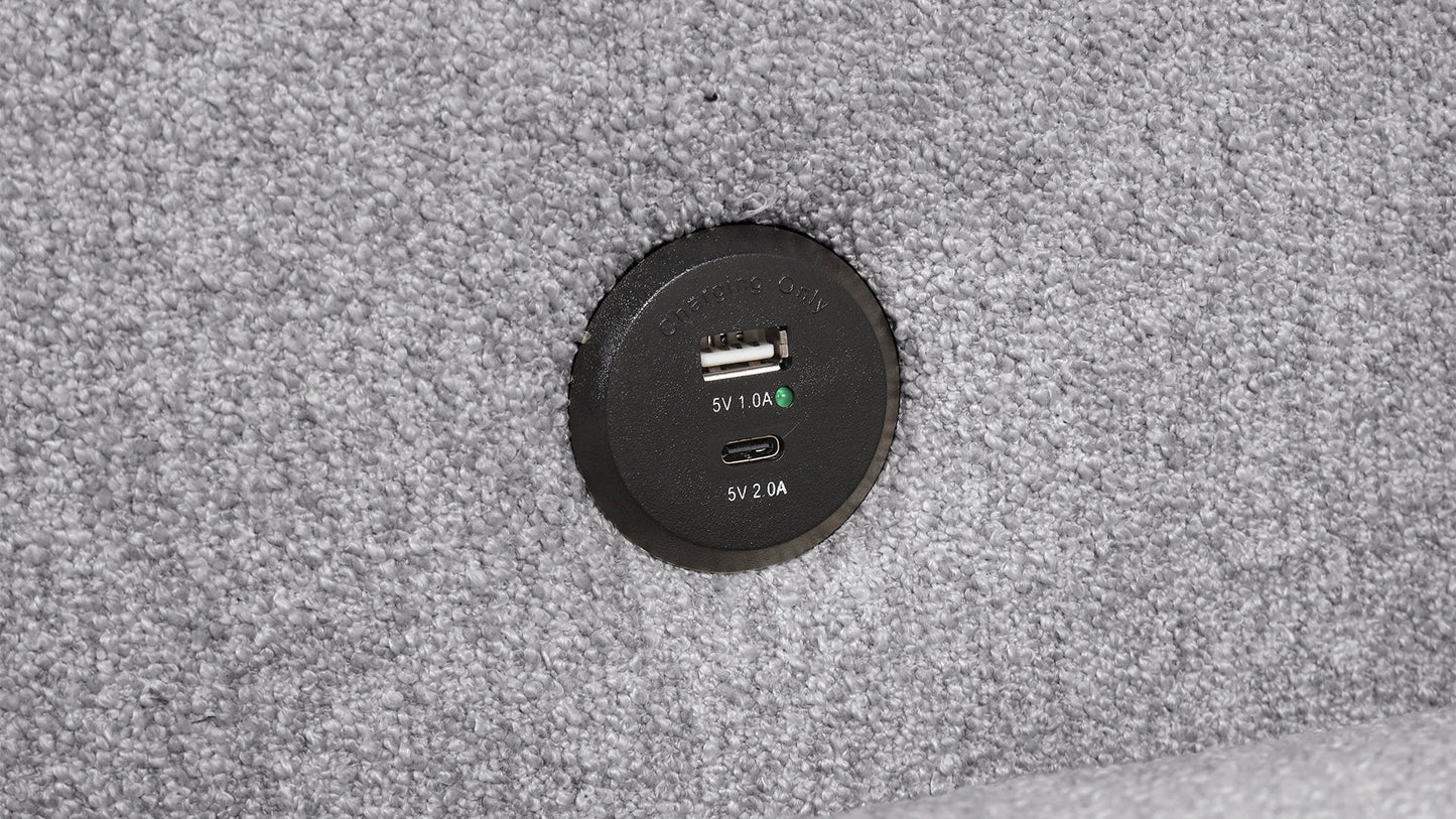 Pinto Modern Style Sectional Sofa black circular USB charging dock with USB-A & USB-C ports on Tampa Home & Garden Store