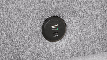 Pinto Modern Style Sectional Sofa black circular USB charging dock with USB-A & USB-C ports on Tampa Home & Garden Store