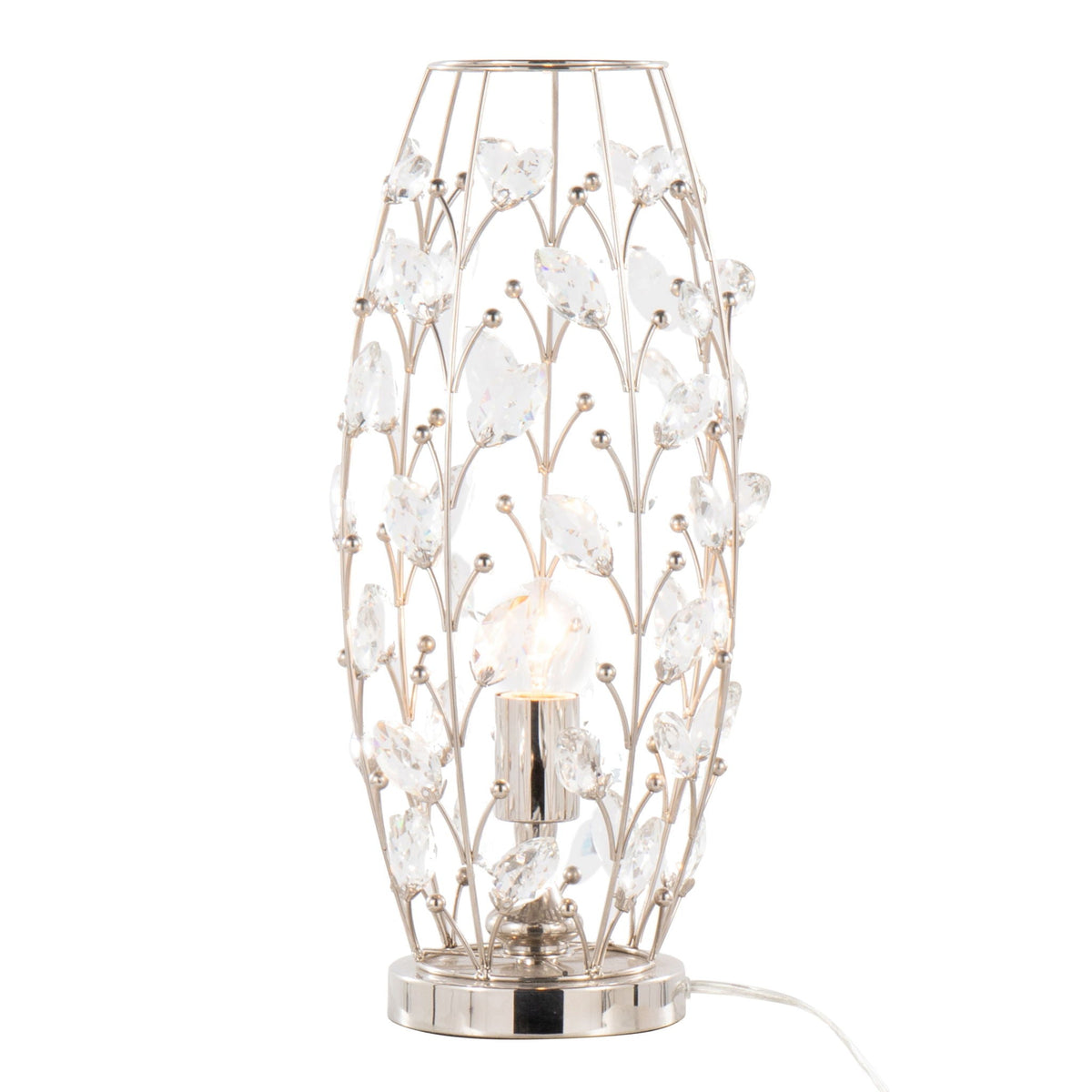 Crystal Buds Contemporary Uplight Lamp polished nickel clear crystal beads HouseOfZazla on Tampa Home & Garden Store