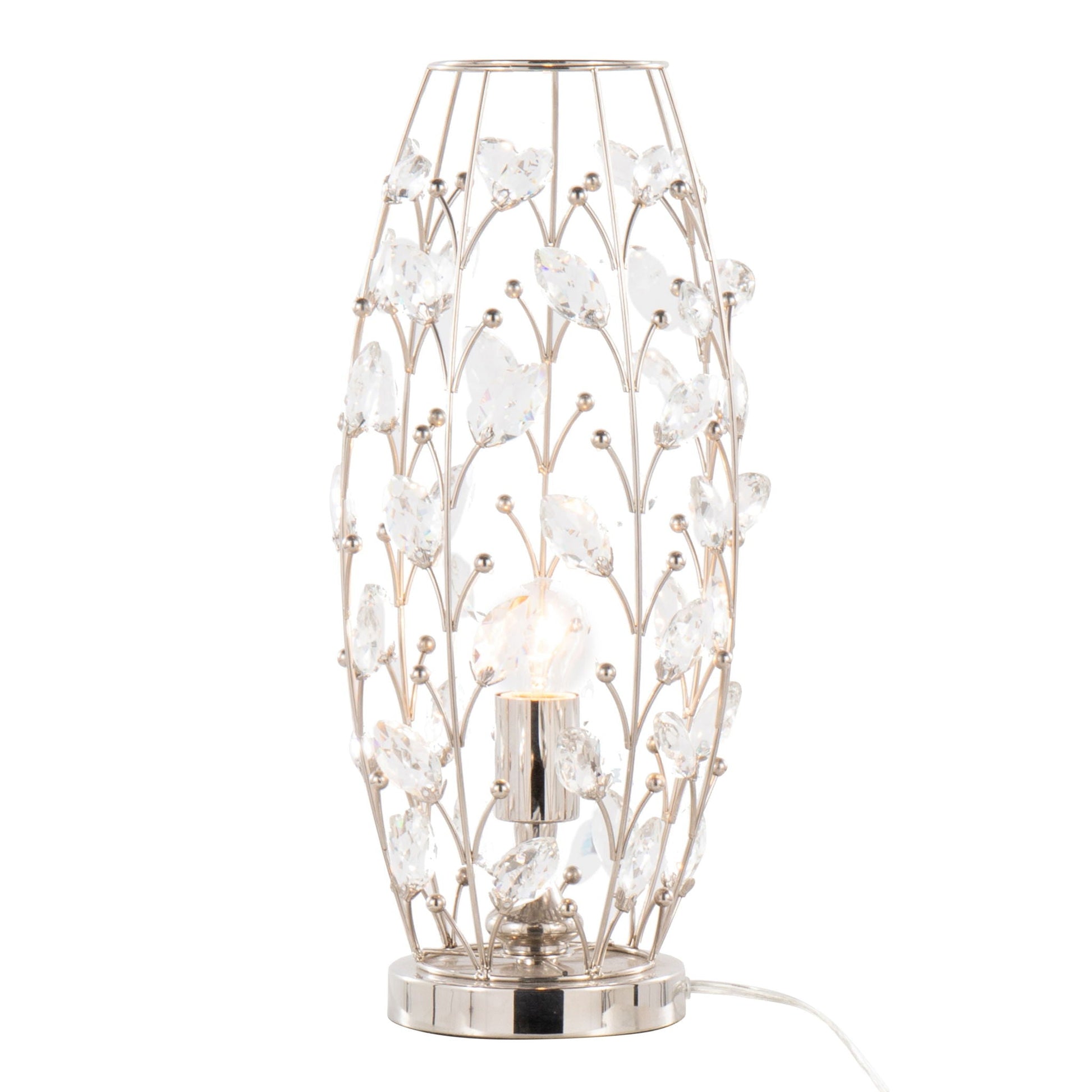 Crystal Buds Contemporary Uplight Lamp polished nickel clear crystal beads HouseOfZazla on Tampa Home & Garden Store