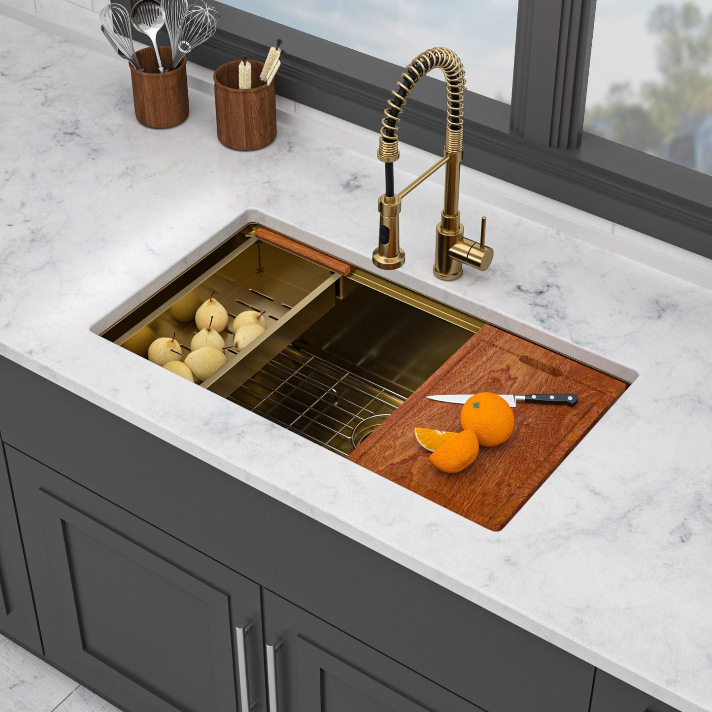 Stainless Steel Undermount Sink and Kitchen Prep