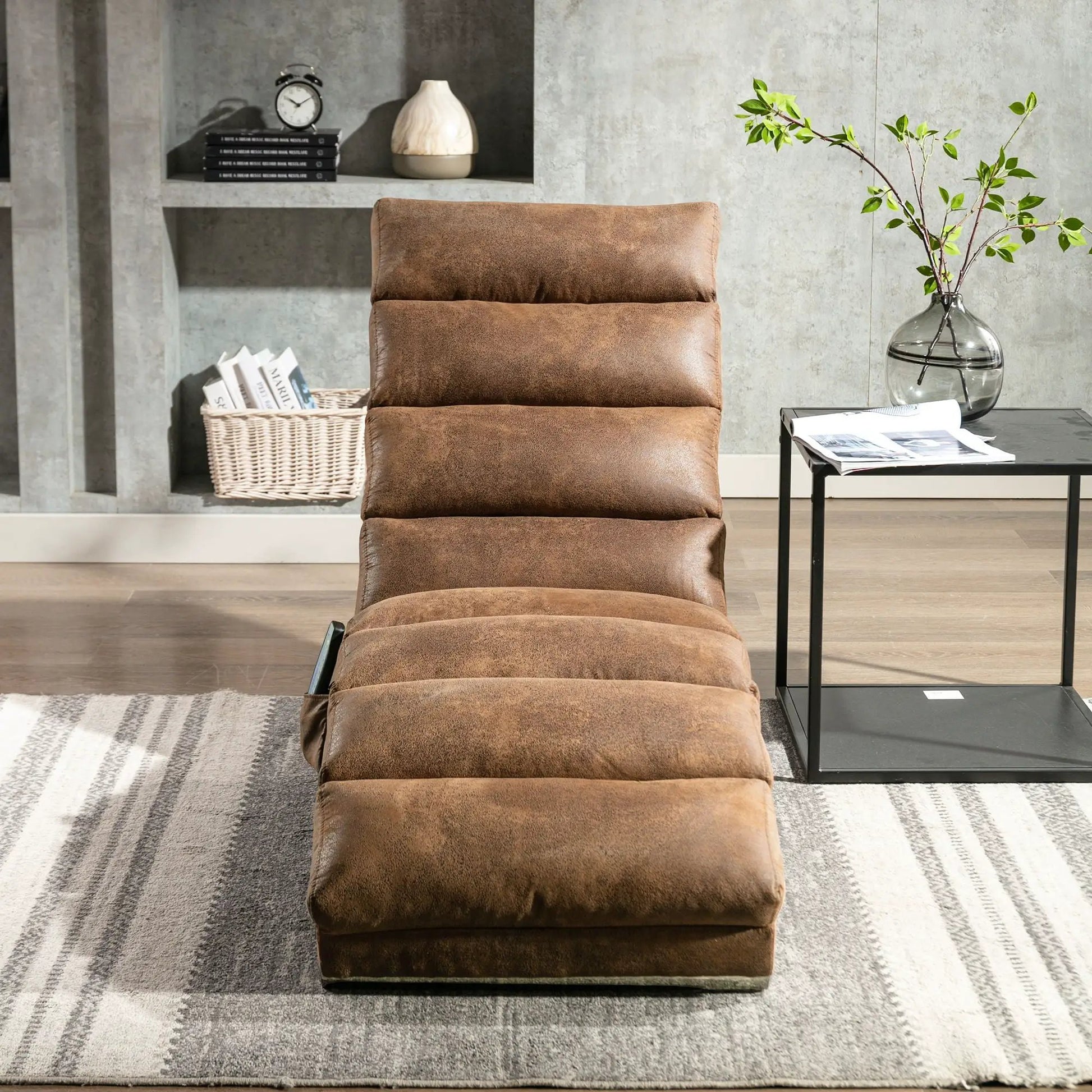Massage chaise lounge indoor brown leather upholstery Unique Piece Furniture on Tampa Home & Garden Store