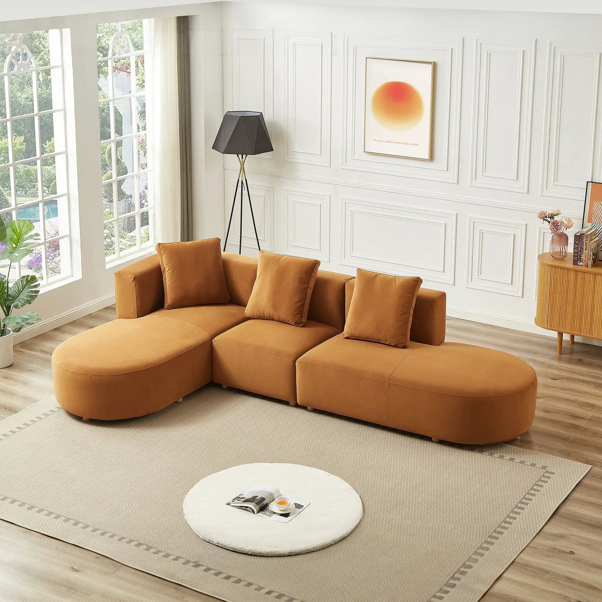 Orby - Stylish Sectional Sofa, tan leather modular seating by Unique Piece Furniture on Tampa Home & Garden Store