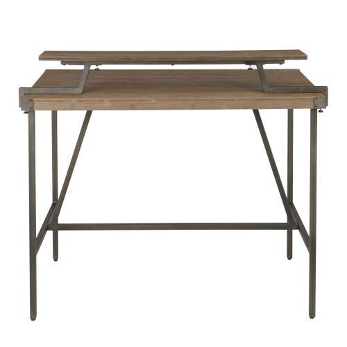 Industrial counter table with metal frame and wood top in black/dark brown, HouseOfZazla on Tampa Home & Garden Store