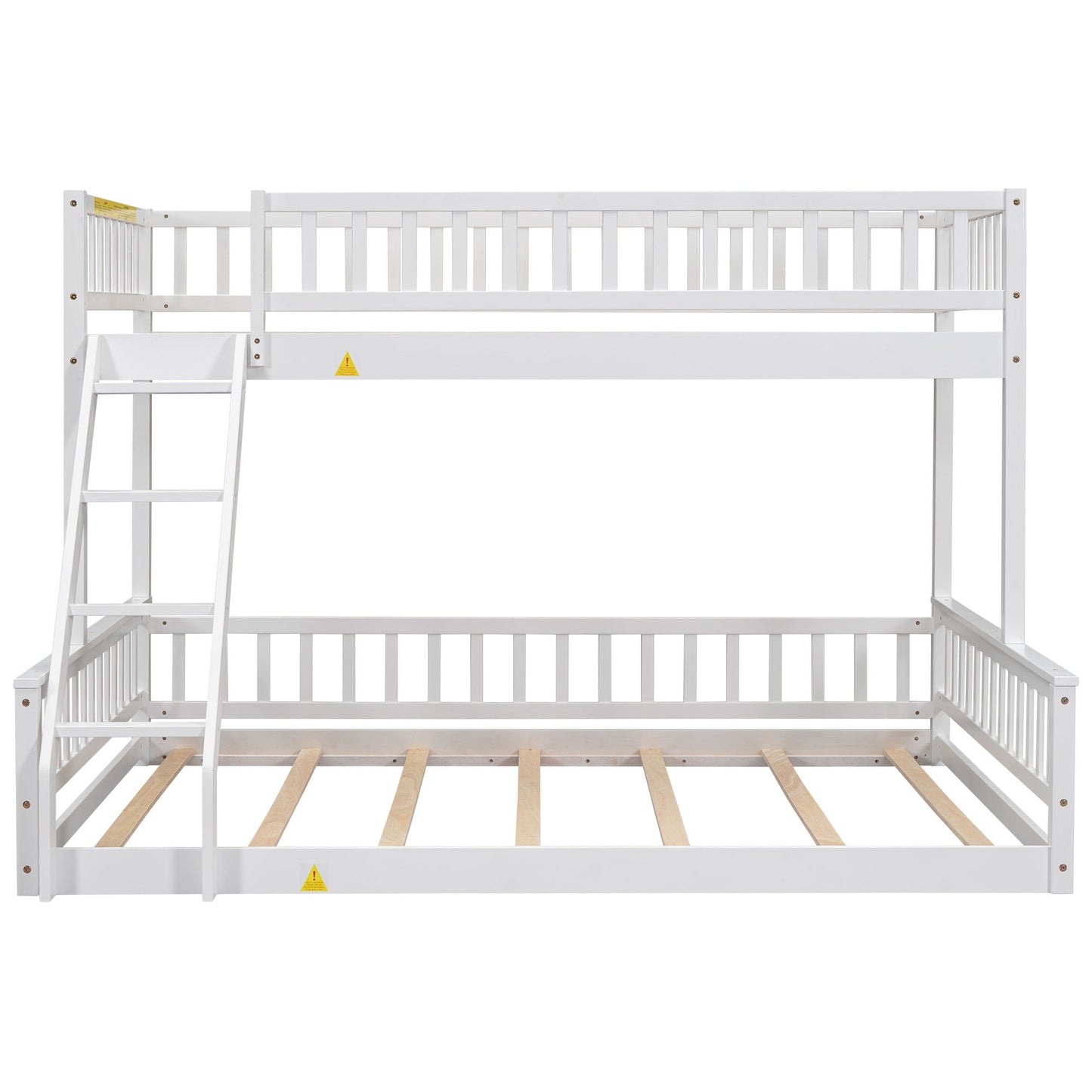 White wooden bunk bed with ladder and guardrails, slatted bases by HouseOfZazla on Tampa Home & Garden Store