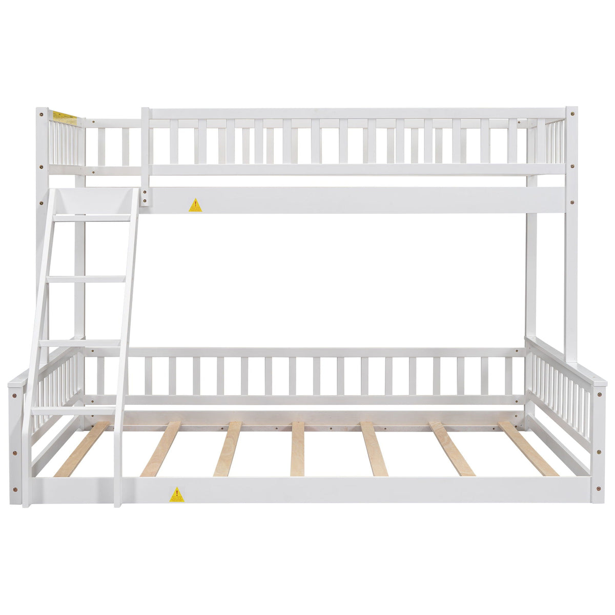White wooden bunk bed with ladder and guardrails, slatted bases by HouseOfZazla on Tampa Home & Garden Store