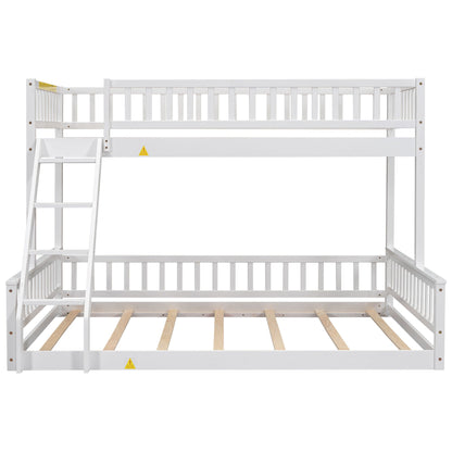 White wooden bunk bed with ladder and guardrails, slatted bases by HouseOfZazla on Tampa Home & Garden Store