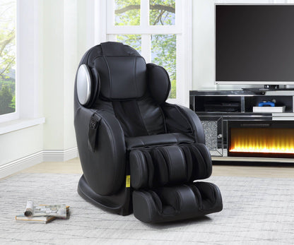 Pacari Synthetic Power 2D Massage Chair, black leather recliner in a living room on Tampa Home & Garden Store