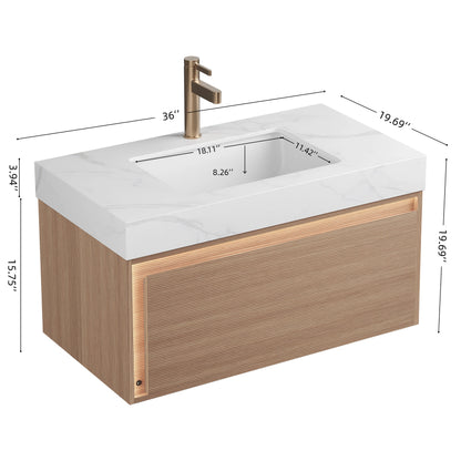 Nyah 36 in Bathroom Vanity Sink And Carrara Top