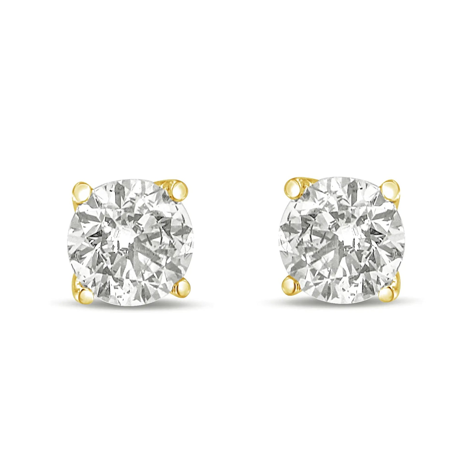 Pair of 14K yellow gold lab-grown diamond solitaire studs, 1.0 cttw, four-prong setting, Bids.com on Tampa Home & Garden Store