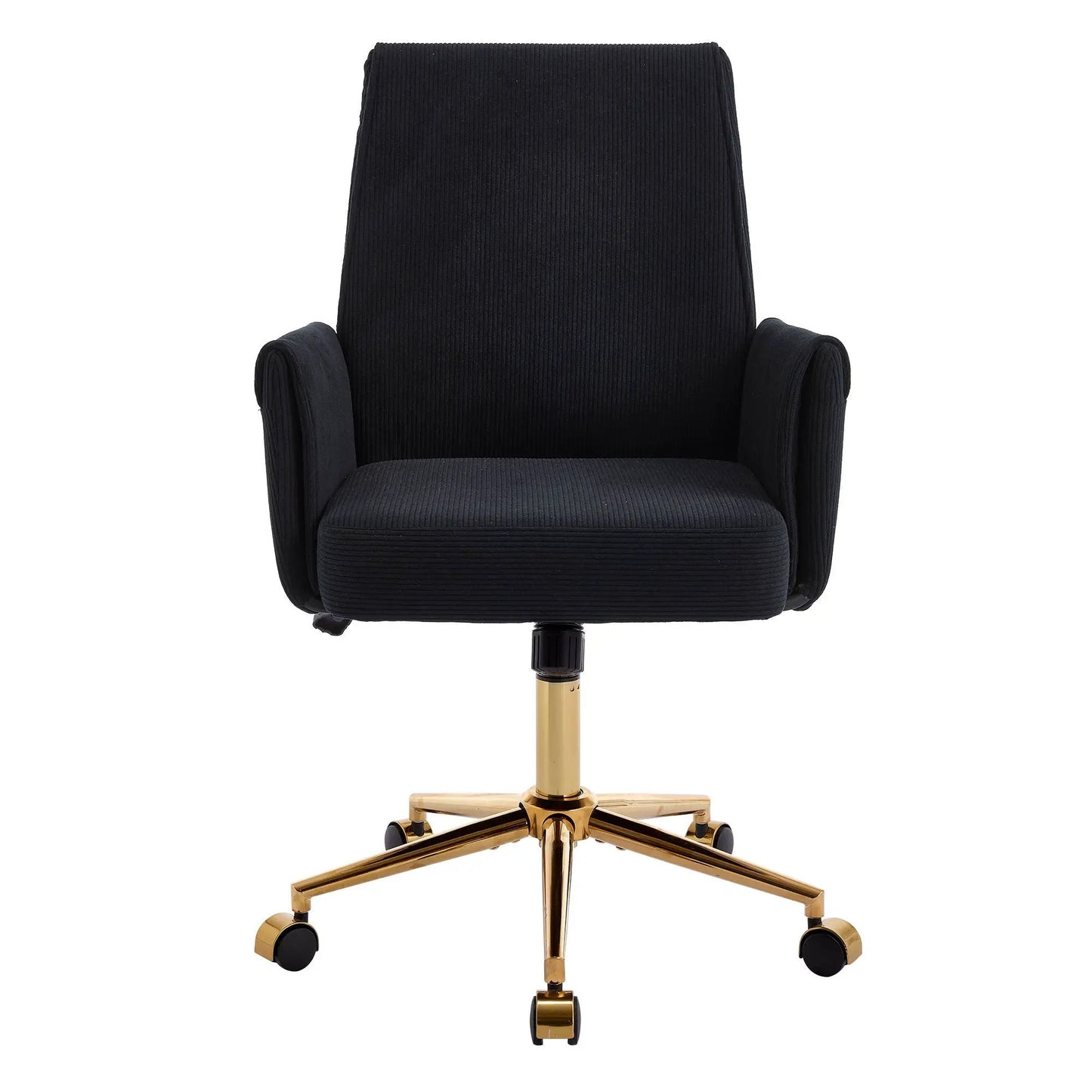Ergonomic mid-back office chair with striped black fabric and gold base on Tampa Home & Garden Store