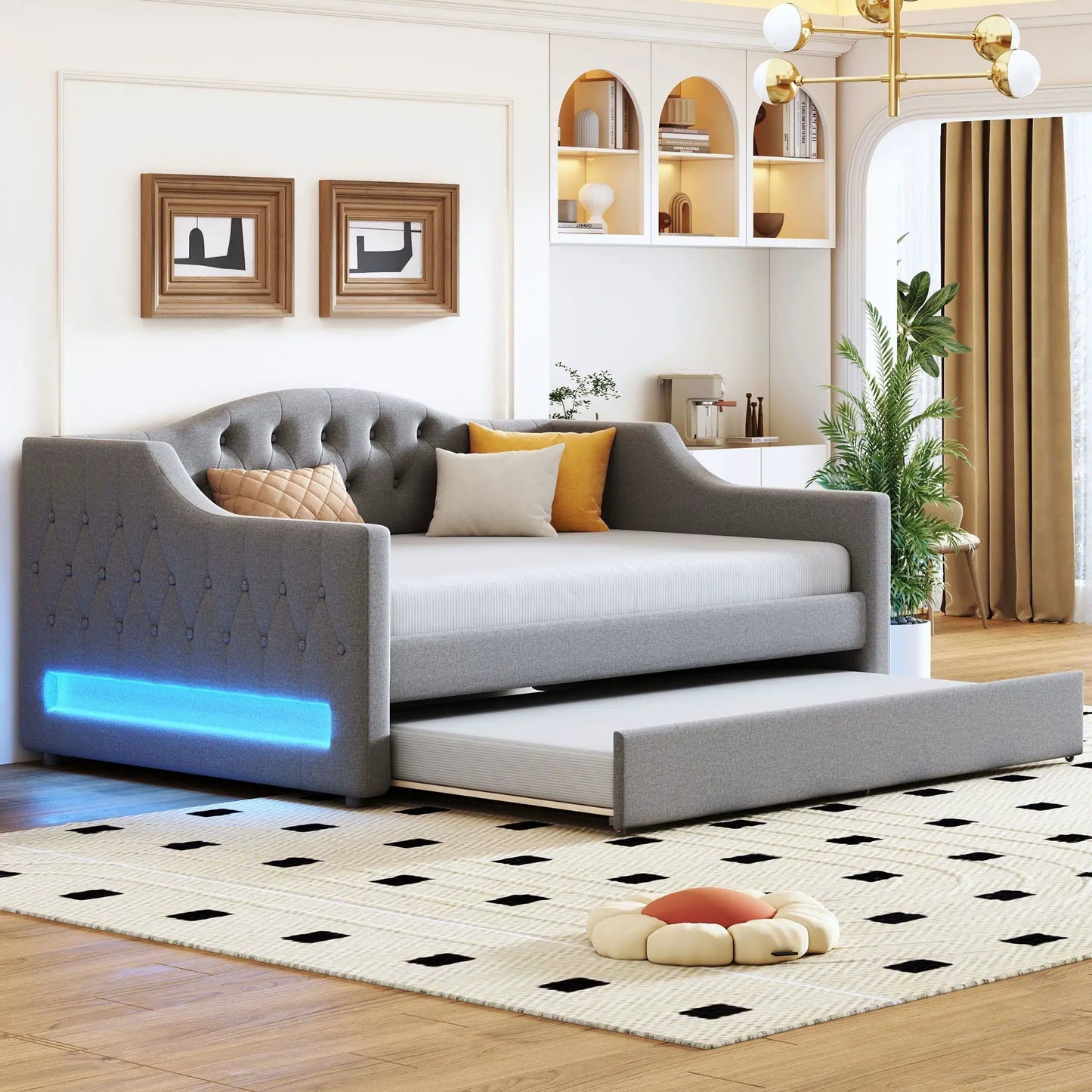 Daybed With LED Lighting and Upholstered Frame