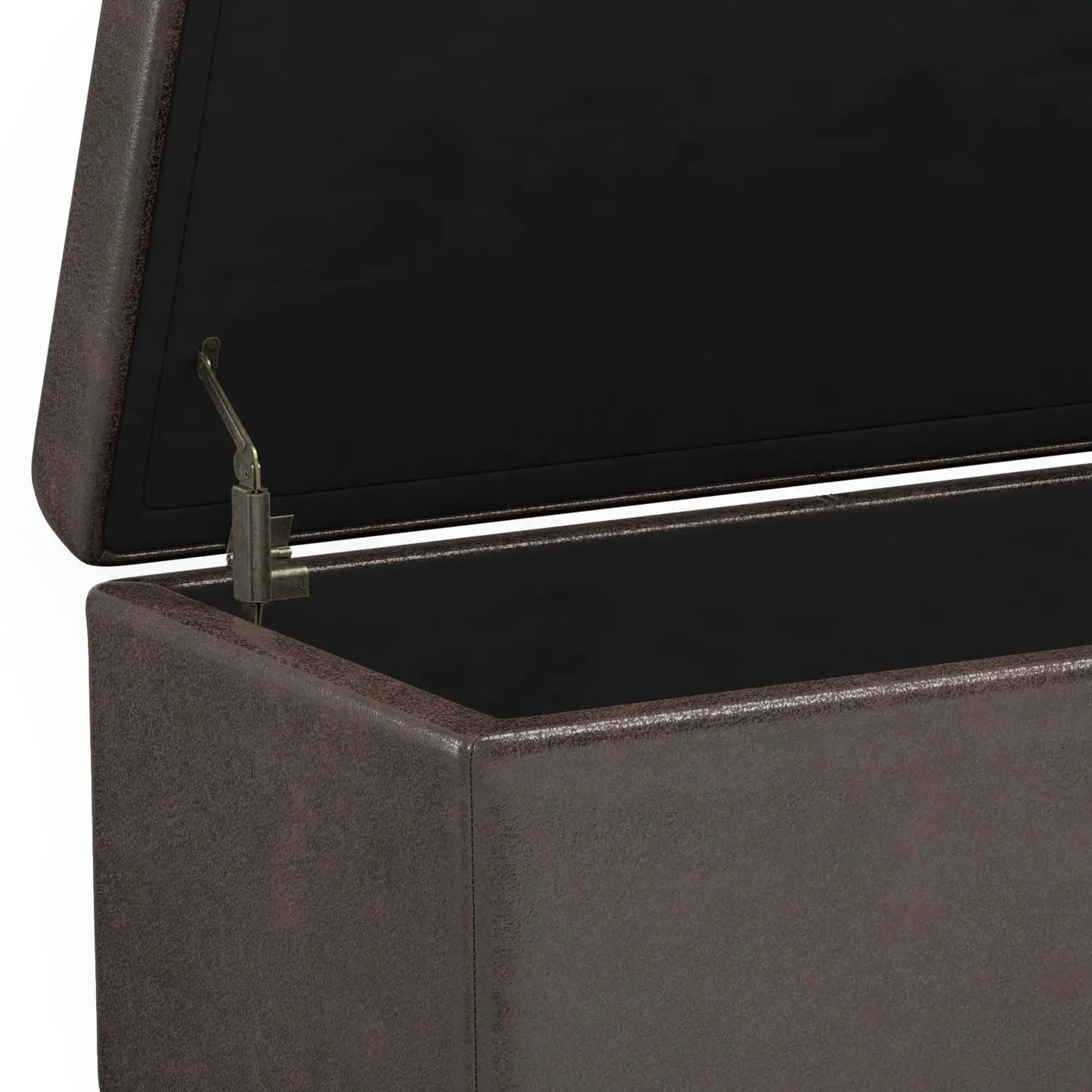 Avalon storage ottoman bench brown leather with brass hinge by Unique Piece Furniture on Tampa Home & Garden Store