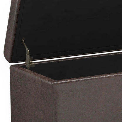 Avalon storage ottoman bench brown leather with brass hinge by Unique Piece Furniture on Tampa Home & Garden Store