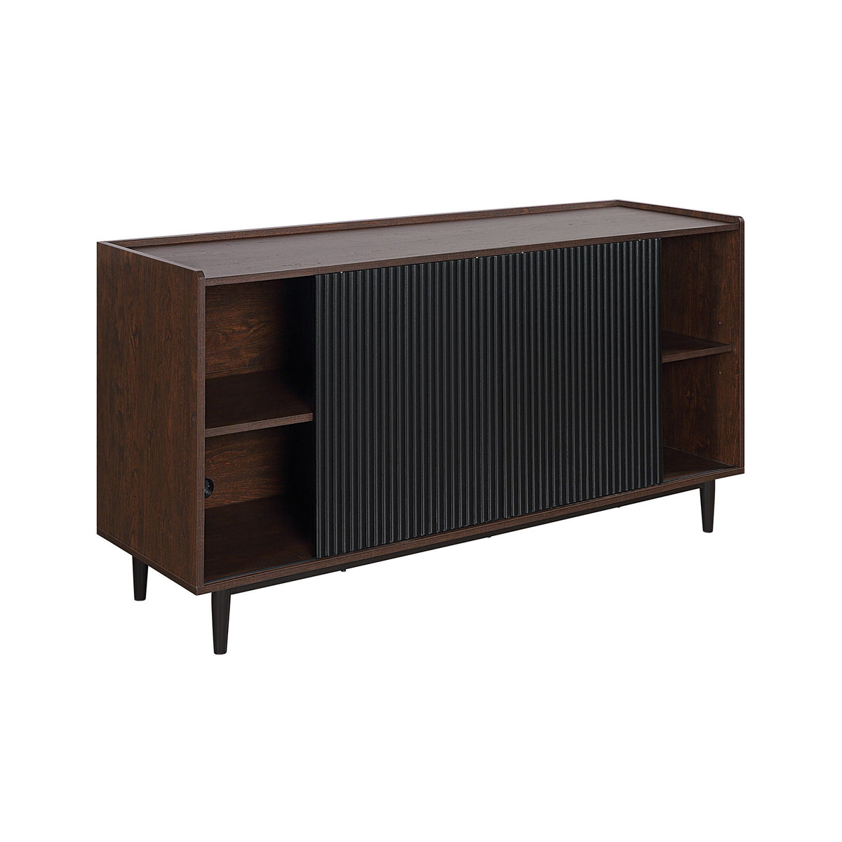 Fluted sideboard with storage by HouseOfZazla, dark wood frame and black ribbed panel on Tampa Home & Garden Store