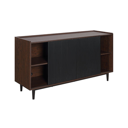 Fluted sideboard with storage by HouseOfZazla, dark wood frame and black ribbed panel on Tampa Home & Garden Store