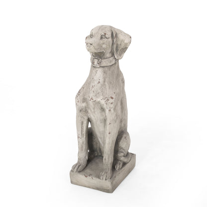 MGO Dog Decor Outdoor Dog Statue antique gray weathered finish by HouseOfZazla on Tampa Home & Garden Store