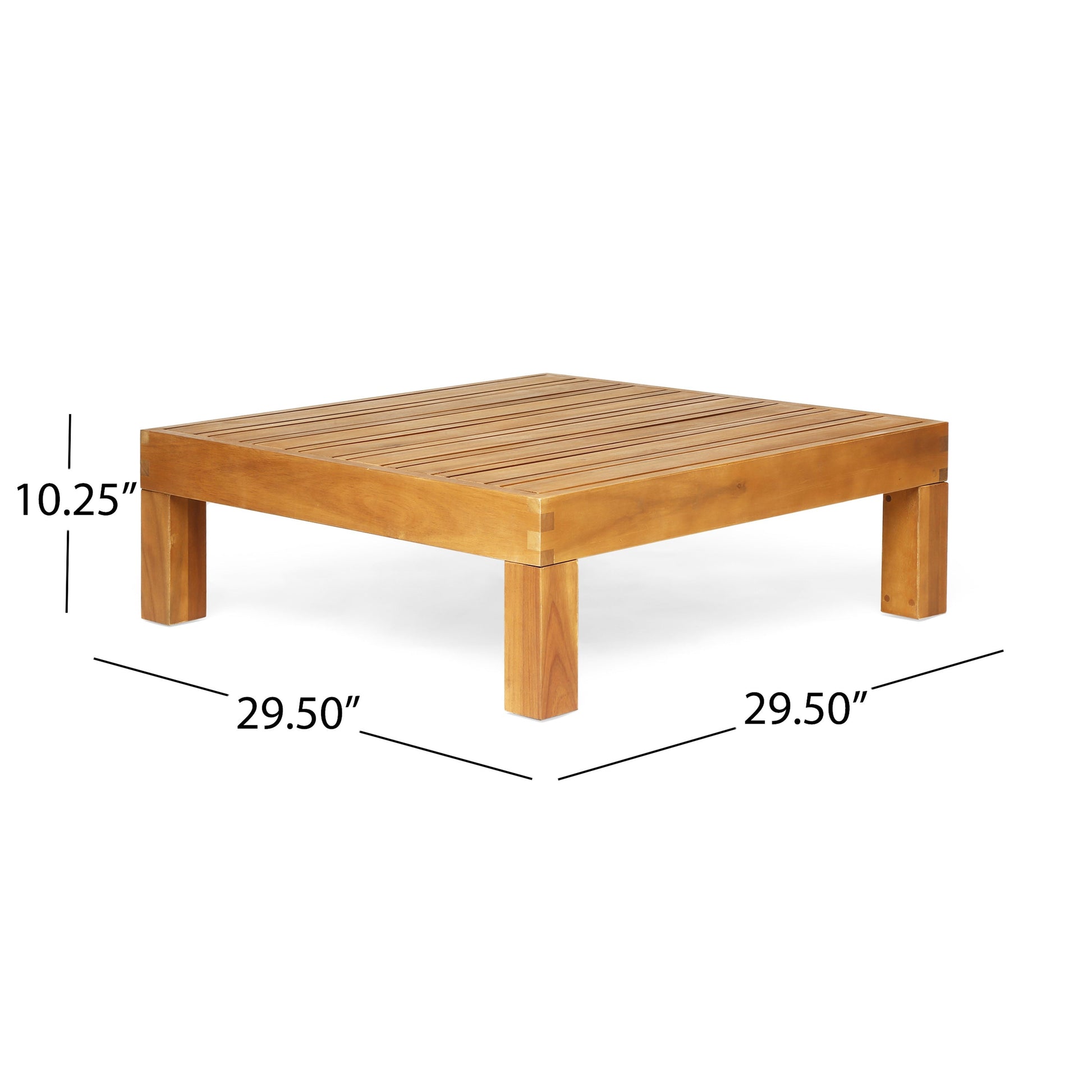 Oana outdoor wooden coffee table with slatted top in warm brown finish by HouseOfZazla on Tampa Home & Garden Store