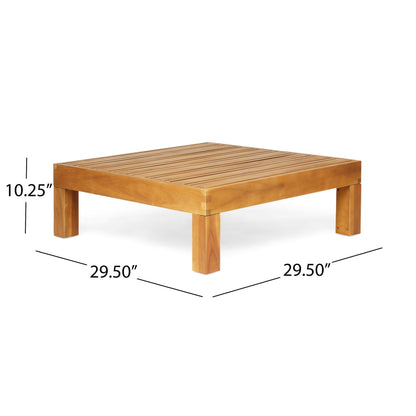 Oana outdoor wooden coffee table with slatted top in warm brown finish by HouseOfZazla on Tampa Home & Garden Store