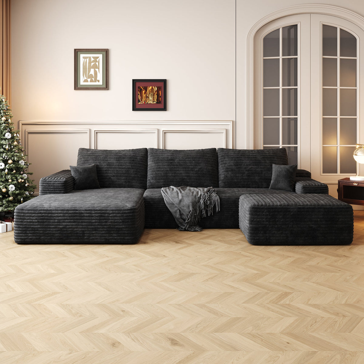 Modern Cloud Sectional Sofa and Corduroy Fabric