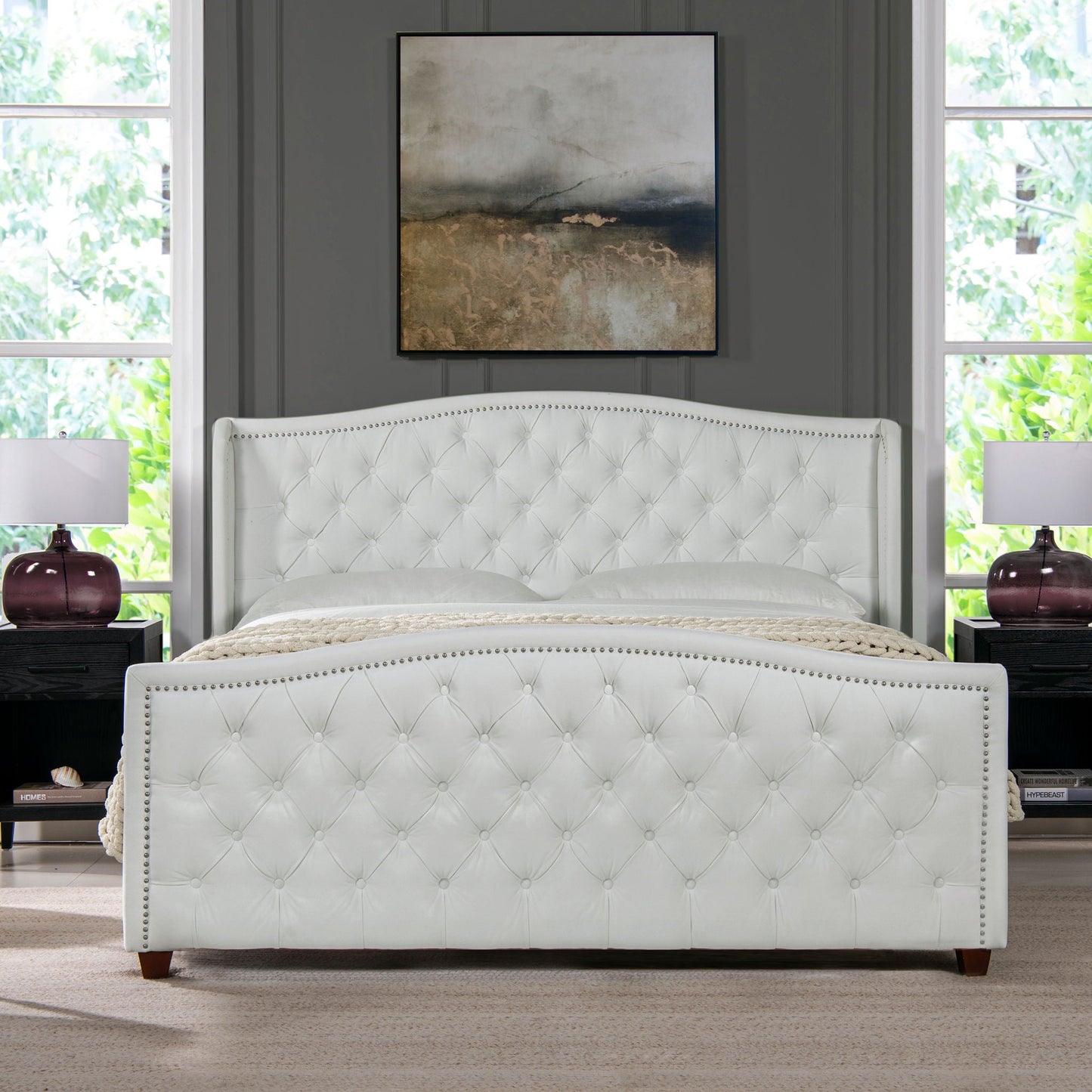 Solid Upholstered Bed Frame and Headboard Set