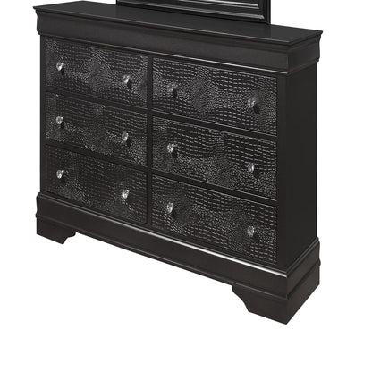 Dark gray crocodile textured dresser by HouseOfZazla with sparkling crystal knobs on Tampa Home & Garden Store