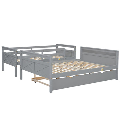 Bunk bed with ladder and safety guardrail in gray finish, HouseOfZazla bunk beds, slats on Tampa Home & Garden Store