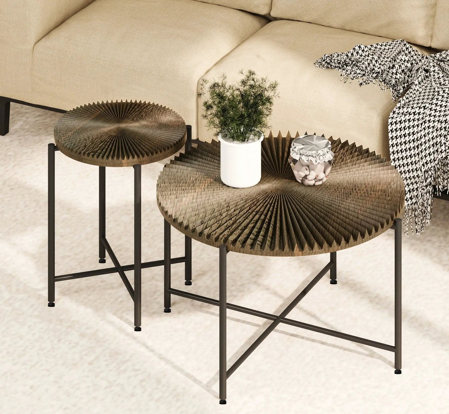 Radial Pattern Coffee and End Table Cover Set