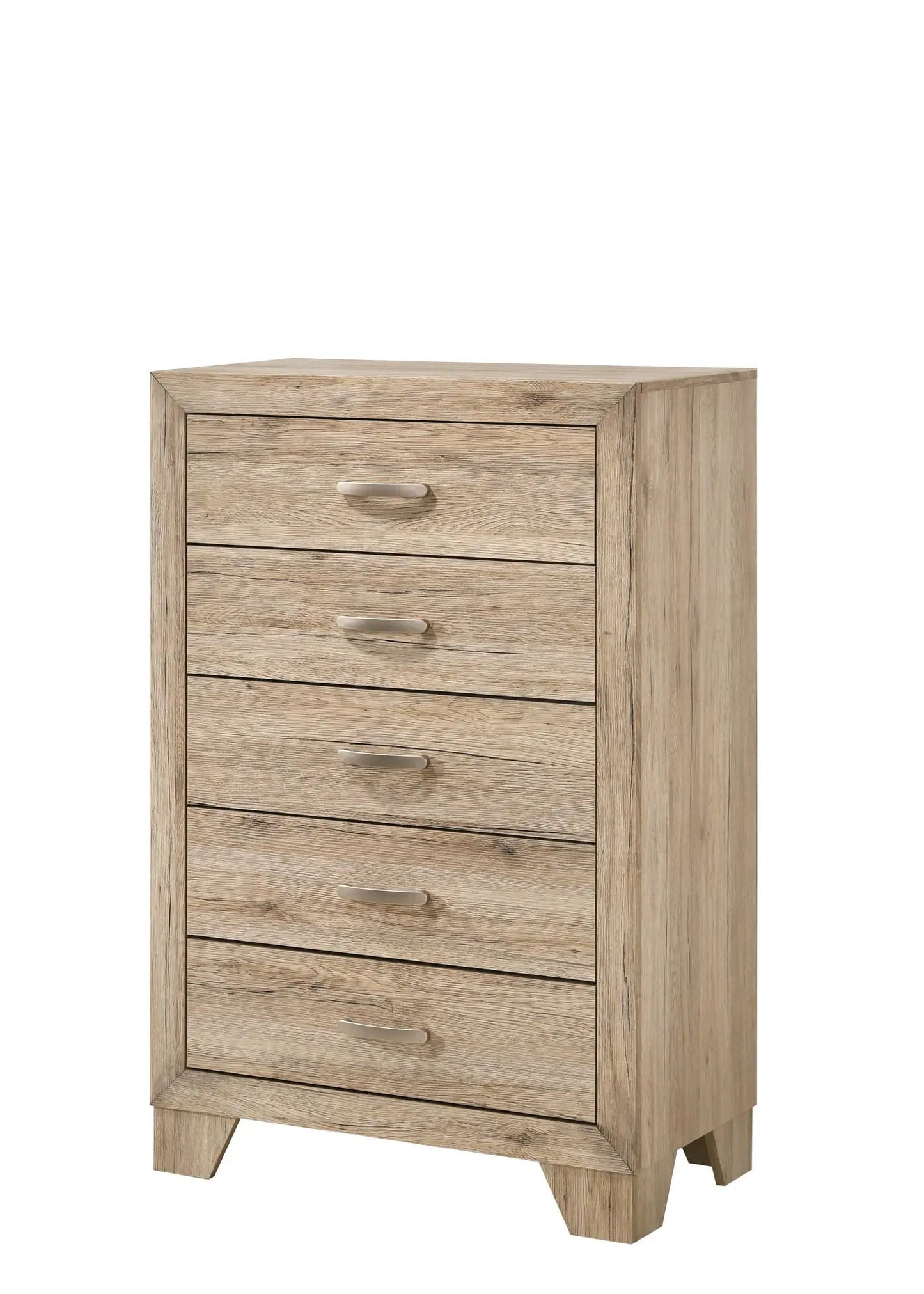 Miquell Elegant Design Chest natural oak accent chest with silver curved handles on Tampa Home & Garden Store