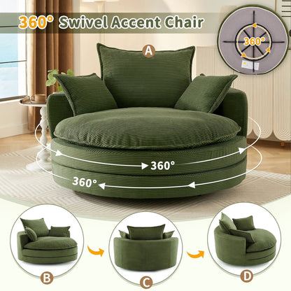 360 Degree Swivel Barrel Chair with Dual Cushions