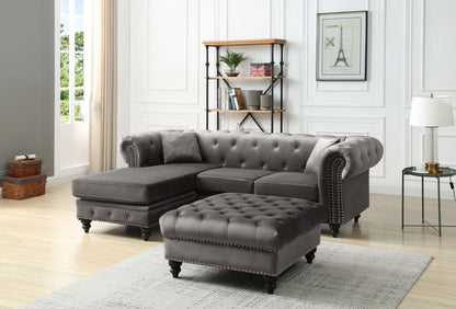 Nola Luxurious Microsuede and Tufted Chaise