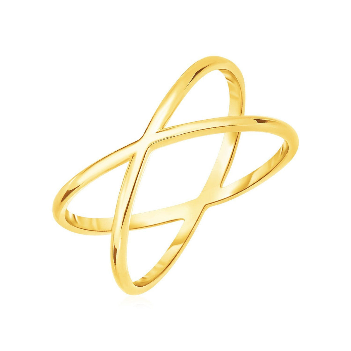 14k Yellow Gold X Profile Ring, polished finish, interlocking X design on Tampa Home & Garden Store
