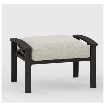 Modern Ottomans with Cushions Set of 2; dark metal frame, beige fabric cushions by HouseOfZazla on Tampa Home & Garden Store