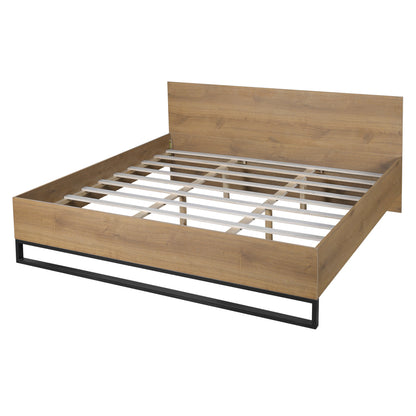 Modern Black and Engineered Wood King Bed Frame