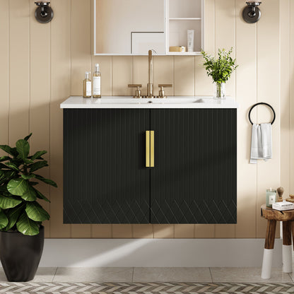 Rectangular Bathroom Vanity with Ceramic Sink